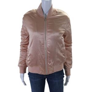 Finders Womens Collared Full Zipped Long Sleeve Ribbed Trim Jacket Pink Size S